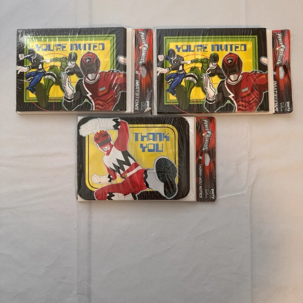 Vintage Power Rangers Birthday Party Invitations (16)‎ And Thank You Cards (8)